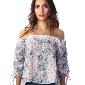 NEW Off the shoulder top stripes floral pink